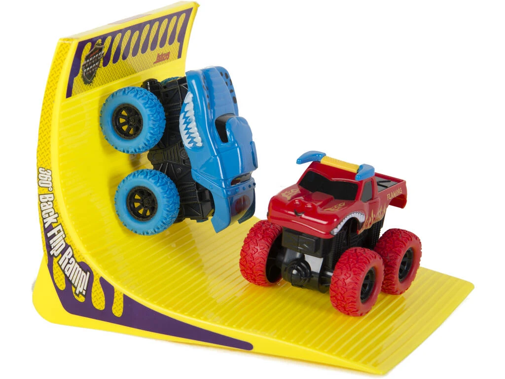 Monster Truck Vehículos Acróbatas Con Rampa Azul Y Rojo 3 Monster Truck Vehículos Acróbatas Con Rampa Azul Y Rojo