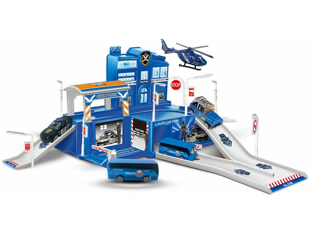 Comisaría Policia Con 5 Vehículos Die Cast 3 Comisaría Policia Con 5 Vehículos Die Cast