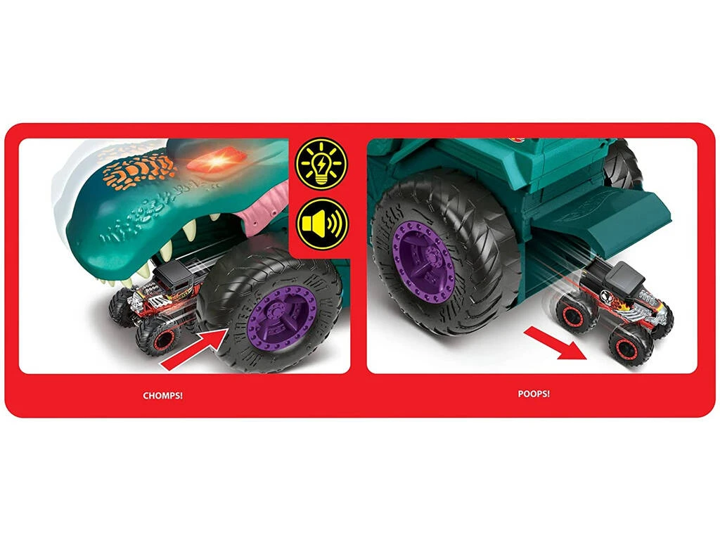Hot Wheels Monster Trucks Mega Wrex Mastica Coches Mattel GYL13 6 Hot Wheels Monster Trucks Mega Wrex Mastica Coches Mattel GYL13 - Imagen 4