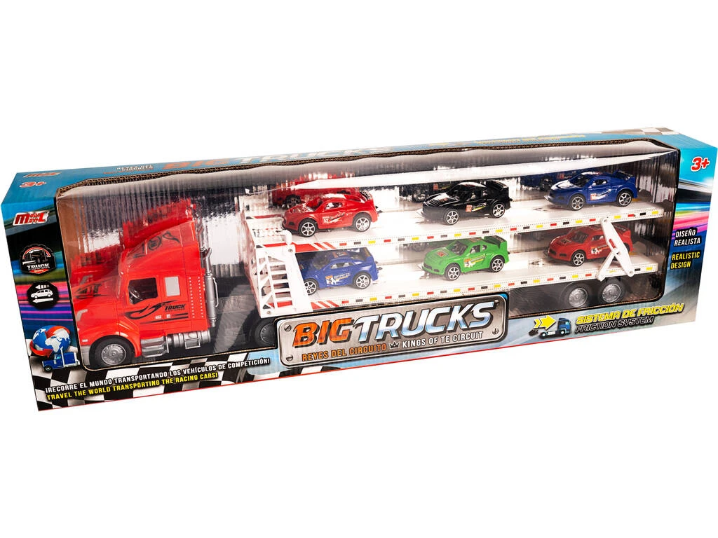 Camión Portacoches Rojo Con 6 Coches 3 Camión Portacoches Rojo Con 6 Coches
