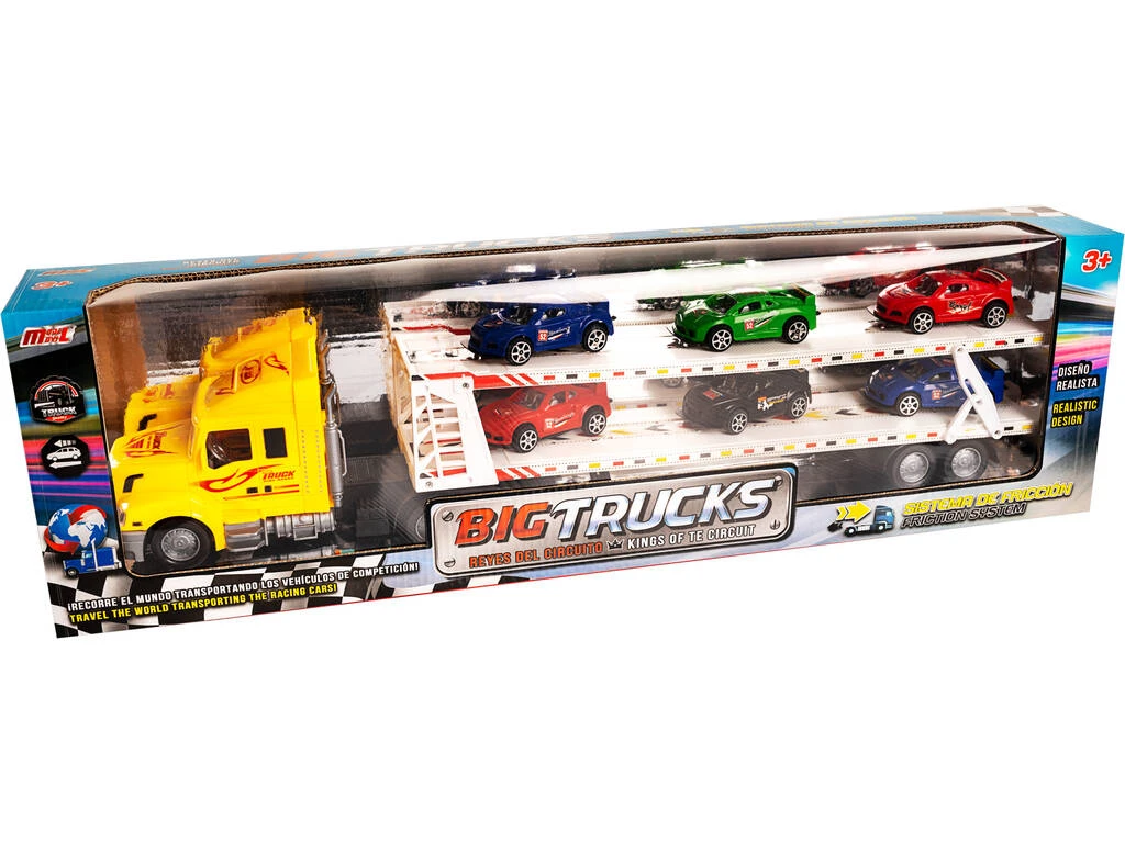 Camión Portacoches Amarillo Con 6 Coches 3 Camión Portacoches Amarillo Con 6 Coches