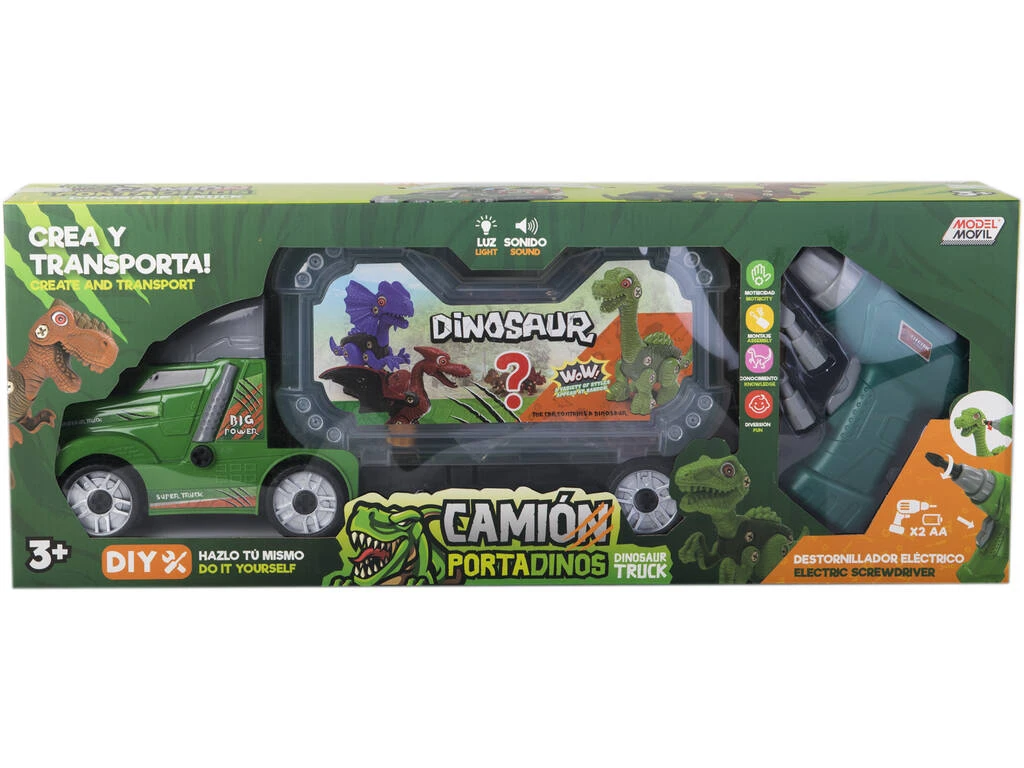 Camión Porta T-Rex Marrón Desmontable Con Taladro 4 Camión Porta T-Rex Marrón Desmontable Con Taladro - Imagen 2